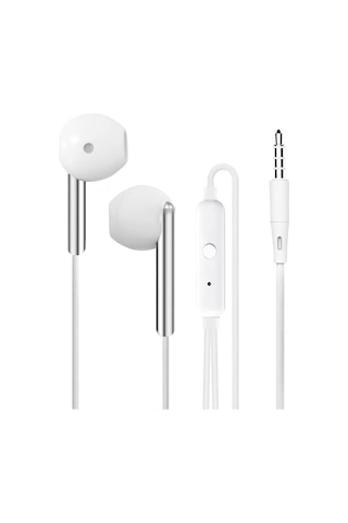 K103 3.5mm Jack Girişli Metal Yüksek Ses Sporcu Kulak İçi Extra Bass Beyaz Kulaklık Stereo Beyaz