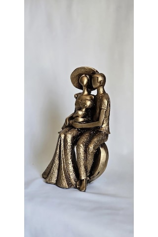 Aile Figürlü Dekoratif Biblo Modern Klasik Rustik Vintage Gold Renkli Sanatsal Obje El Yapımı El Boyama Dayanıklı Diğer