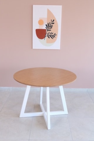 BAMBU Renk Yuvarlak Yemek Masası, Modern BAMBU MDF  Yemek Masası,