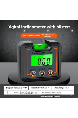 Hangfox Casio Mini Dijital İçinç Ölçer - Lazerli, Manyetik Tabanlı, Işıklandırmalı Ekranlı, Abs Malzeme, Tepe/manzaralı Taraf Ölçümü Aleti Dl1908