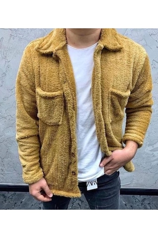 Erkek Polar Düğmeli Hırka - Sarı