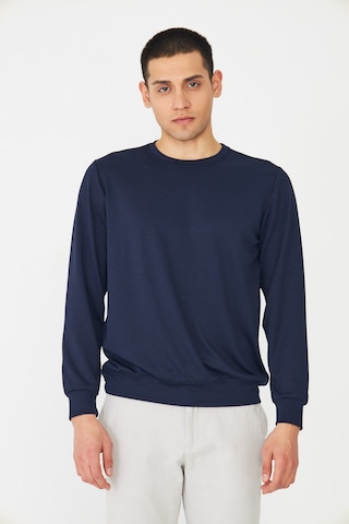 White Stone Lacivert Basic Bisiklet Yaka Erkek Sweatshirt Laci