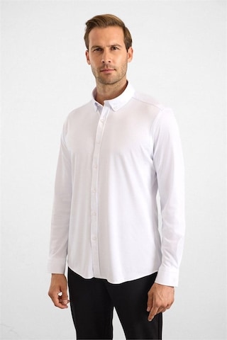 Süvari Beyaz Slim Düğmeli Yaka Manşetli Casual Gömlek Sgm2025500003-bey
