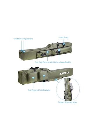 Jeehugo 130 Cm Poliester Balıkçılık Çantası - İki Ana Bölme, 4 Cep Ve Ayarlanabilir Askı - Profesyonel Ve Başlangıçcılar İçin