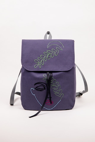 Fabric Craft Bag Sırt Çantası Nakışlı Duck Kumaş İçi Astarlı 38x40 Cm Mor