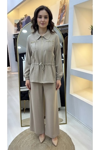 Nuss Pantolonlu Takım 1049 Bej Bej