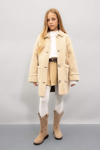 DeFacto Kız Çocuk Rüzgar Geçirmez Düğmeli Cepli Kaşe Parka C8555A824AUBG203 Bej