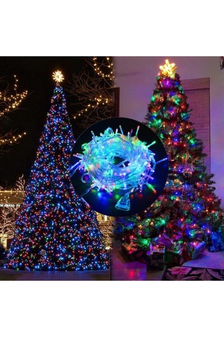 100 Ledli Fişli Led, Dekor Lambası Animasyonlu 10m Rgb Yılbaşı Ağacı Işığı 10m Çok Renkli