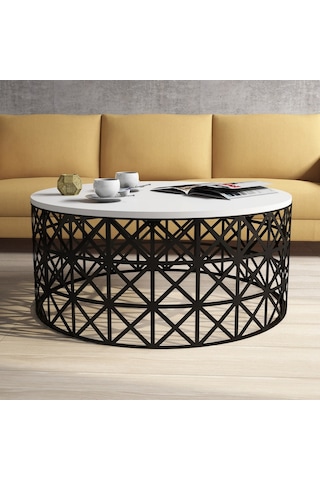 Selin Metal Ferforje Orta Sehpa - Beyaz