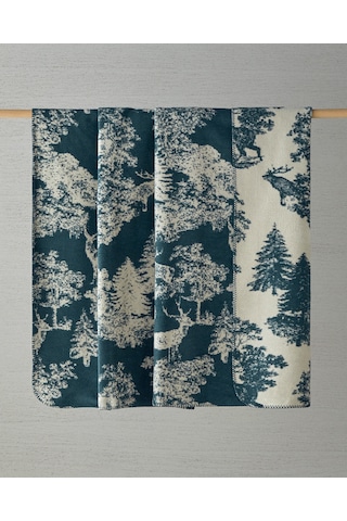 Forest Toile Pamuklu Çift Kişilik Battaniye 200x220 Cm Yeşil Yeşil