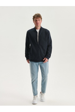 Lcwaıkıkı Basic Lacivert Kolej Yaka Uzun Kollu Erkek Fermuarlı Sweatshirt