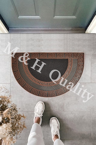 Dekoratif Yarım Ay Versace Model Kapı Önü Paspası Yıkanabilir Toz