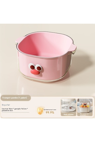 Spring Çift Katmanlıve Ve Sebze Yıkama Ve Drenaj Sepeti Küçük Pembe Pembe