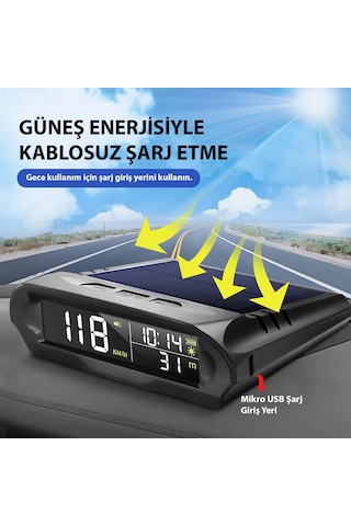 Hymark Evrensel Gps Hız Göstergesi Araç Güneş Enerjili Hız Ölçer