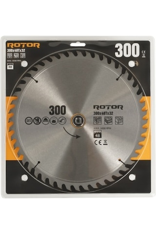 Daire Testere Bıçağı 300x32/25,4 Mm 48t Ahşap Kesim Gönye Ve Tezgah Tipi Testere Adaptörlü