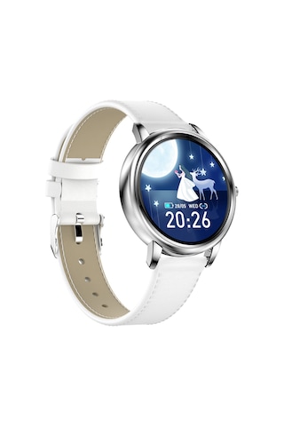 Tenfowee Ip67 Su Geçirmez Deri Kordon Akıllı Saat Beyaz