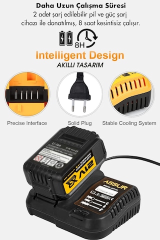 Assur ASR1032 21V Çift Akü 6 Başlıklı Set Siyah