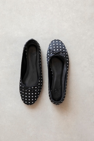 Wolk Shoes Lily Kadın Fiyonk Detay Deri Babet Siyah Puantiye
