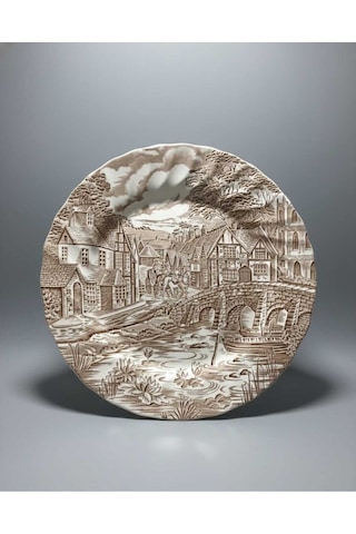 1 Adet Alfred Meakin The Post House Antika Staffordshire Dekoratif Servis Tabağı