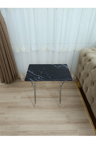 Çanta Zigon Sehpa,4'lü Sehpa, Zigon Sehpası, Mdf Mebran - Siyah M