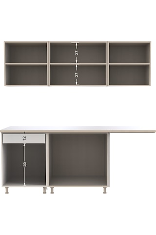 Pats Hazır Mutfak Dolabı 200 Cm -beyaz Laminat Tezgah Dahil-bulaşık Makinesi Yeri Mevcut Meşe