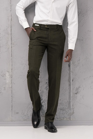 Ecer Regular Fit Düz Kalın Kışlık Gabardin Yan Cepli Pantolon Yeşil