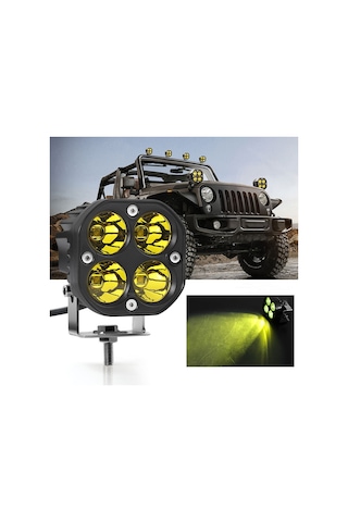 4 LED Sarı Çalışma 40W Motosiklet Off Road Lambası Sis Farı