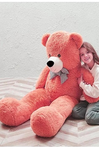 Papyonlu 180-190 Cm Dev Boy Sevimli Peluş Koca Ayı - Sevgiliye Eşe - Arkadaşa Özel Hediye Nar Çiçeği