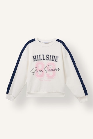 Defacto Bisiklet Yaka Şeritli Baskılı Sweatshirt Kız Çocuk I7535a826wner105 Ekru-er105