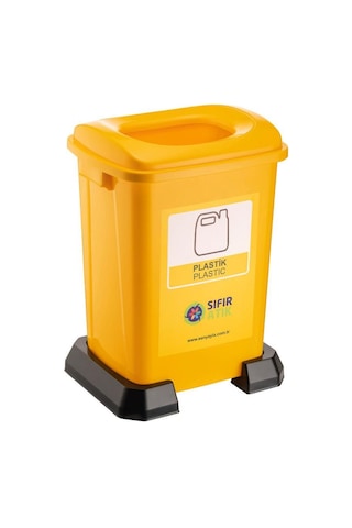 Omnipazar Sy-4395 Sıfır Atık Plastik Geri Dönüşüm Çöp Kutusu 50 Lt Sarı Sarı