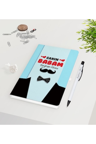 Kişiye Özel Canım Babam Tasarımlı Beyaz Defter Kalem Seti - Model N11.1344