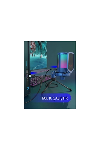 Fifine Ampligame A6vb Rgb Usb Mavi Gaming Mikrofon