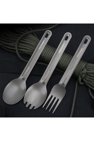 Pazly Taşınabilir Süper Hafif Titanyum Çatal - Dış Mekan Kamp Piknik Sofra Eşyası Gri Gri