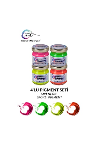 Neon Sıvı Pigment Boya Seti Epoksi İçin/ 4lü Canlı Renkler/ Fuşya/ Sarı/ Turuncu/ Yeşil