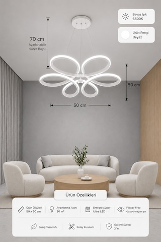 Niva Led Sarkıt Avize Beyaz Işık