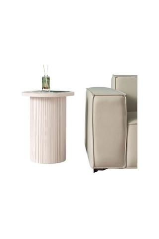 Leonora Bohem Ahşap Yan Sehpa Krem