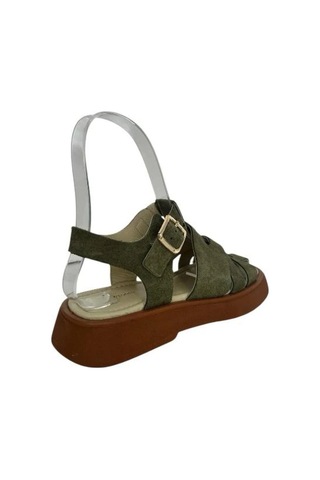 Kemal Tanca 862 M-609 Kadın Hakiki Deri Sandalet Yeşil