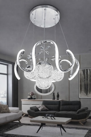 Arya Xl Kristal Cam 4 Top Modern Sarkıt Led Avize Çok Renkli
