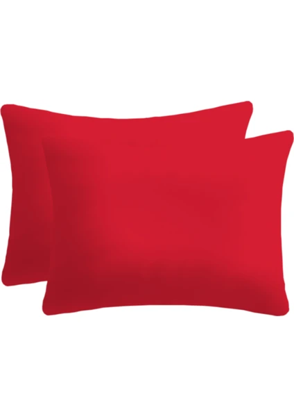%100 Natürel Cotton Pamuk 2 Adet 35x45 Cm Lüx Yastık Kılıfı Pillow Case Kırmızı