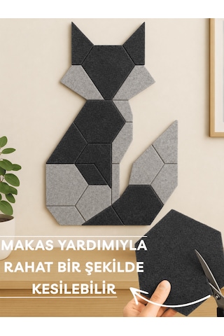 Beylini 12'li Akustik Panel Keçe 7mm Kendinden Yapışkanlı Duvar Kaplama Ses Isı Yalıtım Duvar Kaplama 23 Cm