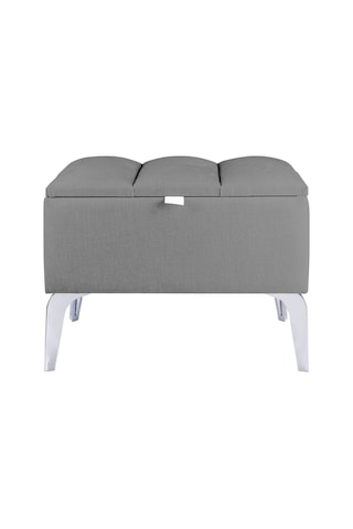 Vetra Mini Royal Gri Kumaş Sandıklı Dekoratif Puf&bench-dilimli Model-gümüş Ayak-modern Puf