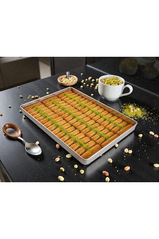 5 Adet - Tek Kullanımlık Alüminyum Tepsi - 35x45x3,5 Cm 300 Gr Gri