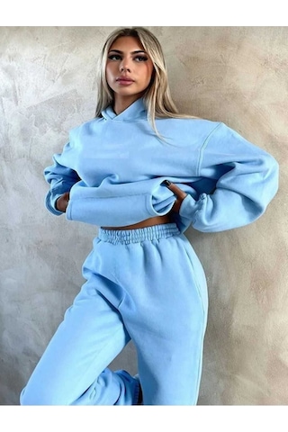 Kozia Outdoors Kapşonlu Esofman Takımı Sweatshirt Jogger Bebek Mavi