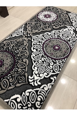 Kaşmir Halı Jade 97X200 Z009-02 Gri Mor Yolluk 2 Metre !