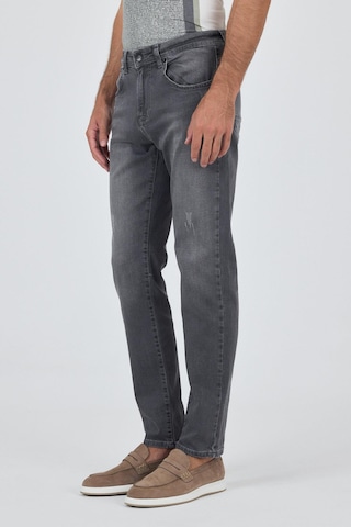 İmza Gri Gabardin 5 Cep Düz Paça Casual Slim Fit Pamuklu Denim Pantolon 1023250150 Gri