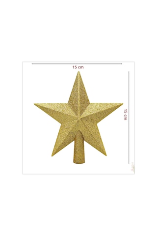 Yılbaşı Ağacı Simli Tepelik Yıldız, 15 cm - Altın