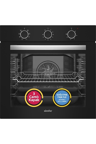 Simfer 8220 9 Fonksiyon QS Siyah Cam Ankastre Fırın Power Turbo Pop-up