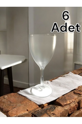 Kırılmaz Çizilmez Şarap Bardağı 320 Ml Polikarbon Şarap Kadehi 6 Adet Buzlu Şeffaf