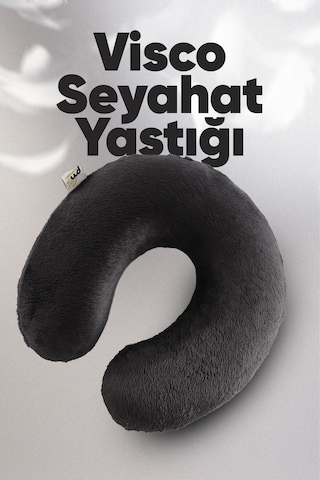 Ortopedik Seyahat Yastığı - Visco Seyahat Boyun Yastığı - Ortopedik Boyunluk Antrasit Beyaz