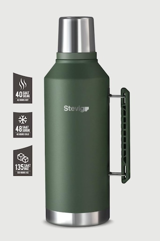 Stevig 1 Camper Klasik Kulplu Sızdırmaz Çelik Termos 2.2 Lt Green St-260 Yeşil